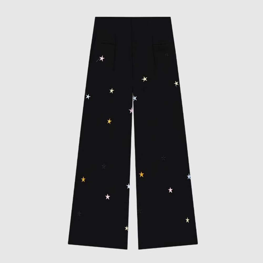 B.Sure Star Embroidered Casual Pants